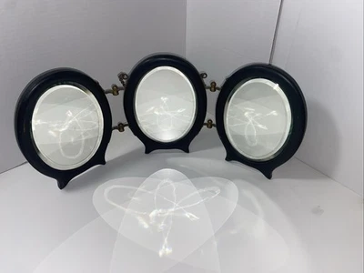 Victorian Antique TriFold  Shaving Vanity Mirror Beveled Glass Wood - Image 1 of 4