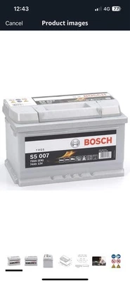 S5 007 Bosch Car Van Battery 12V 74Ah Type 100 S5007 - New - Image 1 of 4