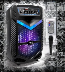 NEU Pyle 600 W wiederaufladbarer Outdoor Bluetooth Lautsprecher tragbares PA-System Recorder - Bild 1 von 9