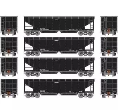 Athearn HO Scale 40' Offset Ballast Hopper, with Load, 4-Pack, Data Only, Black - Image 1 of 4