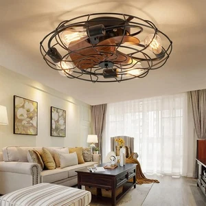 Käfig Deckenventilator Leuchte mit Fernbedienung, 21" kleine bündige Deckenleuchte mit 3 Enc... - Bild 1 von 8