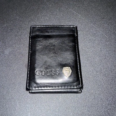 GUESS Slim Magnetic Black Wallet Men’s Women’s Monogram ID Slot Bifold - Image 1 of 4
