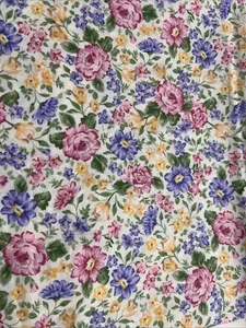 1 & 5/8 yd - Cotton Fabric Keepsake Calico - French Bouquet Pink Lavender Roses - Picture 1 of 3