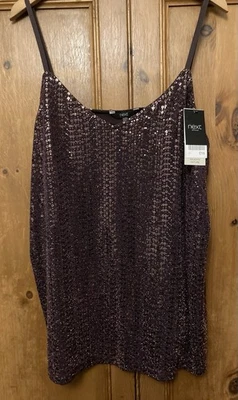 Next Brown/plum Sequin Top 22 Festive Party Christmas Glam Sparkle BNWT - Image 1 of 4