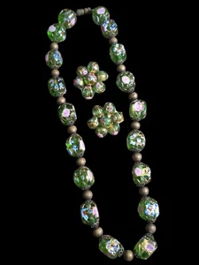 Vintage italienische venezianische Hochzeitstorte Perlen & Clip Ohrringe 1960er Markierungen Quadrat - Bild 1 von 9