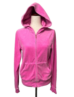 JUICY COUTURE Velour Jacket Women's XL Hot Pink Y2K Athleisure Zip USA MADE - Image 1 of 4