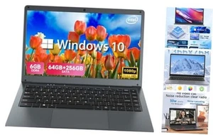 14" FHD Lightweight Laptop, Intel Celeron N3350 Laptop Computer, 6GB LPDDR4  - Picture 1 of 7