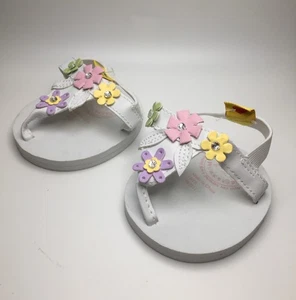 Build-A-Bear BABW Pastel Flowers White Sandals Collectible Shoes - Picture 1 of 3