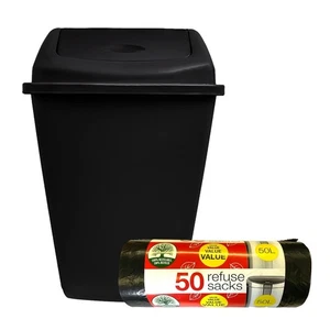 Large Kitchen Bin 50L with 50L Bin Bags (50 Pack)- Convenient & Durable Waste Bi - Picture 1 of 7