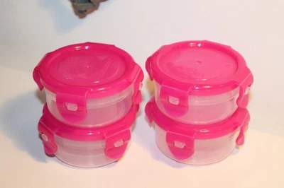 4 Lock und Lock LocknLock Vorratsdosen SET    RUND  FARBIGER DECKEL  100 ml - Bild 1 von 2