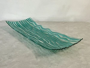 Asiatisch inspirierte verschmolzene Kunst Glas Tablett Sushi Sashimi rechteckige Schale 22” x 8,75” - Bild 1 von 9