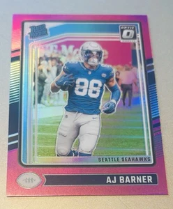 AJ Barner Pink Optic Prizm Rated Rookie RC 2024 Donruss Card #367 Seahawks - Picture 1 of 2