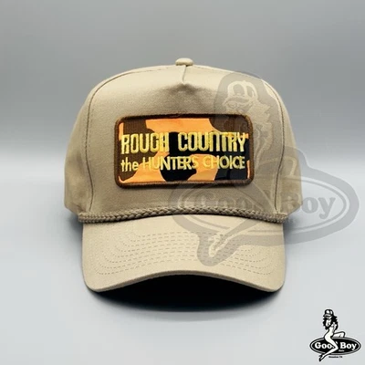 Rough Country The Hunters Choice Hat Vintage Khaki Camo Trucker Rope Cap - Image 1 of 4