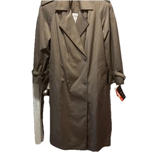 Worthington Size 12 Khaki All Weather Trench Coat Removable Lining Belted Button - Picture 1 of 10