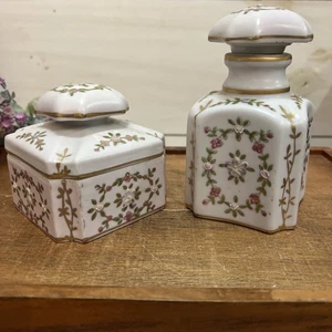 Norleans Japan Set2 Porzellan Vanity Parfum Textur Flakon handbemalt floral - Bild 1 von 19