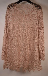 Womens Evening Crochet Jacket Mauve Pink Sequin Mewl Ribbon Flower Design - Picture 1 of 4