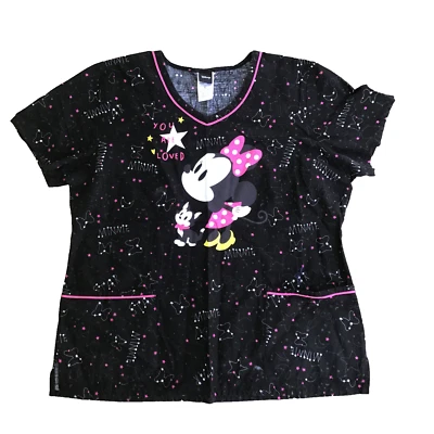 Disney Minnie Mouse Scrubs Women XL Top Shirt Constellation - Image 1 of 4