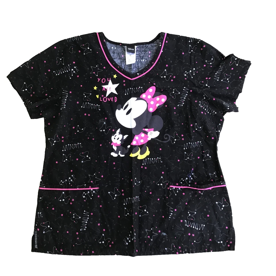 Disney Minnie Mouse Scrubs Women XL Top Shirt Constellation - Image 1 of 4