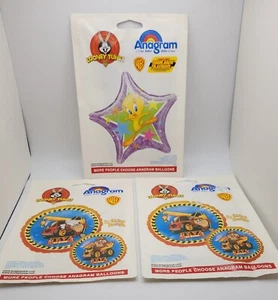 3 Vintage Anagramm Aufblasbare Luftballons Looney Tunes, Tweety und Taz - Bild 1 von 5