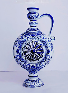 DELFT BLUE & WHITE OPEN LACE VASE 14.6 INCHES HAND-PAINTED EXCELLENT - RARE