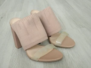 Zara Woman Ladies Heeled Slider Sandals Pink Size 4 / 37 - Picture 1 of 11