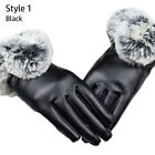 Thicken Warm Cashmere Gloves Pu Leather Touch Screen Mittens Faux Fur Gloves