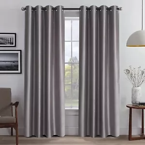 Faux Silk Curtains Eyelet Ready Made Fully Lined Ring Top Panels - Picture 1 of 4