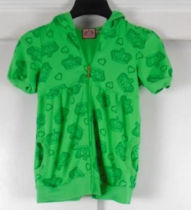 Juicy Couture Mädchen 12 Vintage Krone Kurzarm Hoodie grün durchgehender Reißverschluss Taschen - Bild 1 von 11