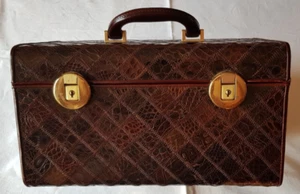 Luxus Kosmetikkoffer 50er Jahre Vintage Echtleder Reptil? - Bild 1 von 18