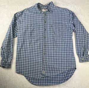 VTG Levi's Blue Chequered Mens Shirt Size L Buttons Shacket Logo Cotton Soft - Picture 1 of 8