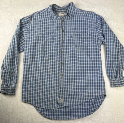 VTG Levi's Blue Chequered Mens Shirt Size L Buttons Shacket Logo Cotton Soft - Image 1 of 4
