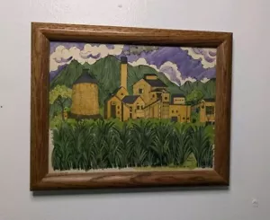 ORIGINAL Waialua Sugar Mill by Ilona Hemperly 1971 Hand-Colored Etching - Picture 1 of 6