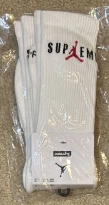 NWT Supreme Jordan Crew Socks White Size Large FREE SHIPPING! - Image 1 of 4