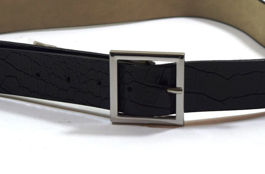 Style & Co Women's Non Leather Crocodile embossed Black Silver Belt Large - Image 1 of 4