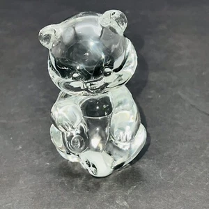 Fenton Clear Glass Teddy Bear Stamped 4" - Picture 1 of 7