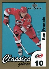 RON FRANCIS: 2002-03 Upper Deck MVP - Classics Golden parallel card #33, (15/50)