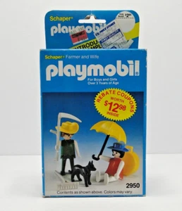 Vintage Schaper Playmobil Farmer and Wife 2950 set Mint Complete Open Box 1983 - Picture 1 of 9