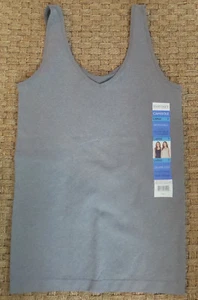 Camisole Tank by Ellen Tracy Gray Reversible Scoop or V Neck Seamless  Size L  - Picture 1 of 3