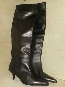 GUCCI Metallic Brown Leather Point Toe Kitten Heel Women's Boots EUR 35 - Picture 1 of 12