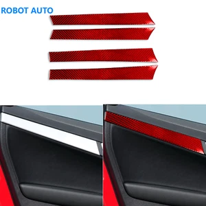 For Audi A3 S3 8P 06-07 Red 4Pcs Carbon Fiber Interior Door Panel Cover Strips - Zdjęcie 1 z 9