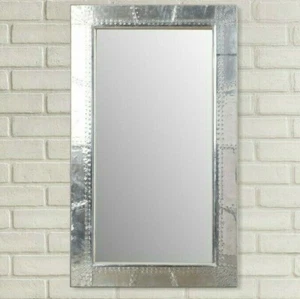 Restoration Hardware Style Aluminum Aviator Pilot Industrial Wall Mirror Rivets - Picture 1 of 5