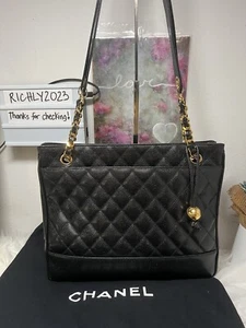 Chanel Tote Chain Shoulder Bag Black Caviar - Picture 1 of 23