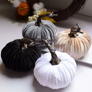 Fall Artificial Pumpkins Fake Velvet Pumpkin Halloween Decoration - Picture 1 of 20
