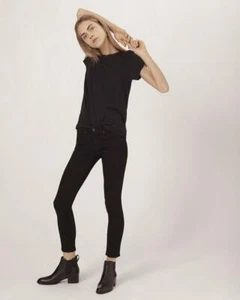 Pantalones de mezclilla Rag & Bone ajustados capri al tobillo negros talla 27 CLÁSICOS - Imagen 1 de 8