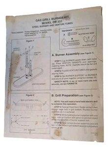 VNTG Gas Grill Burner Kit Instructions Mod DB-331 Steel burner & Venturi Tubes - Picture 1 of 2