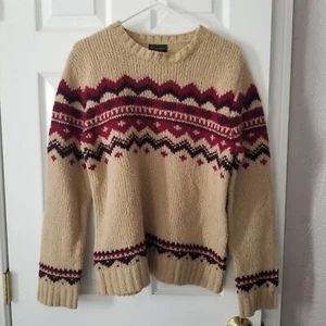 Vintage 90s Abercrombie Fitch Sweater Adult S Small Fair Isle Wool Ski Chunky - Picture 1 of 12