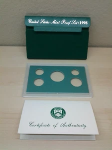 1998 US Mint Proof Set Paket / Box, Objektiv & Zertifikat. KEINE Münzen. - Bild 1 von 2