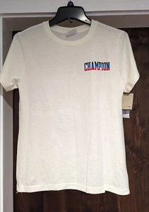 Nueva con etiquetas Champion Mujer Crema Spellout Mangas Cortas Camiseta Pequeña - Imagen 1 de 5