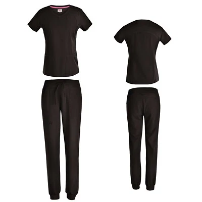 Women's 4 Way STRETCH Top with Jogger Scrub Pants 9 COLORS - Image 1 of 4