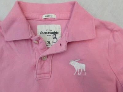 ABERCROMBIE kids boys youth XL pink pique knit cotton muscle polo shirt - Image 1 of 2